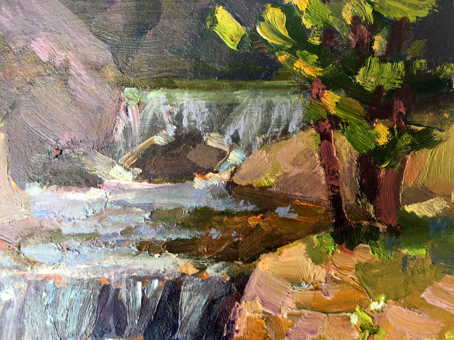Oil painting Mountain waterfall Batrakov Vladimir Grigorievich