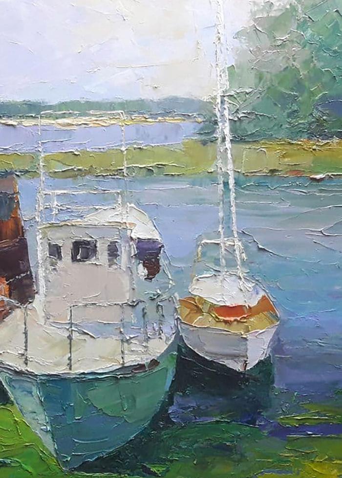 Oil painting Boats on the Dnieper Serdyuk Boris Petrovich №SERB 703