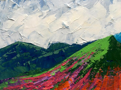 Oil painting Big mountain peak V. Zadorozhnya