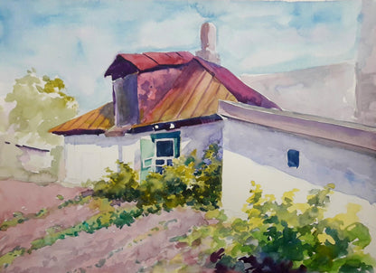 Watercolor painting An old house Serdyuk Boris Petrovich