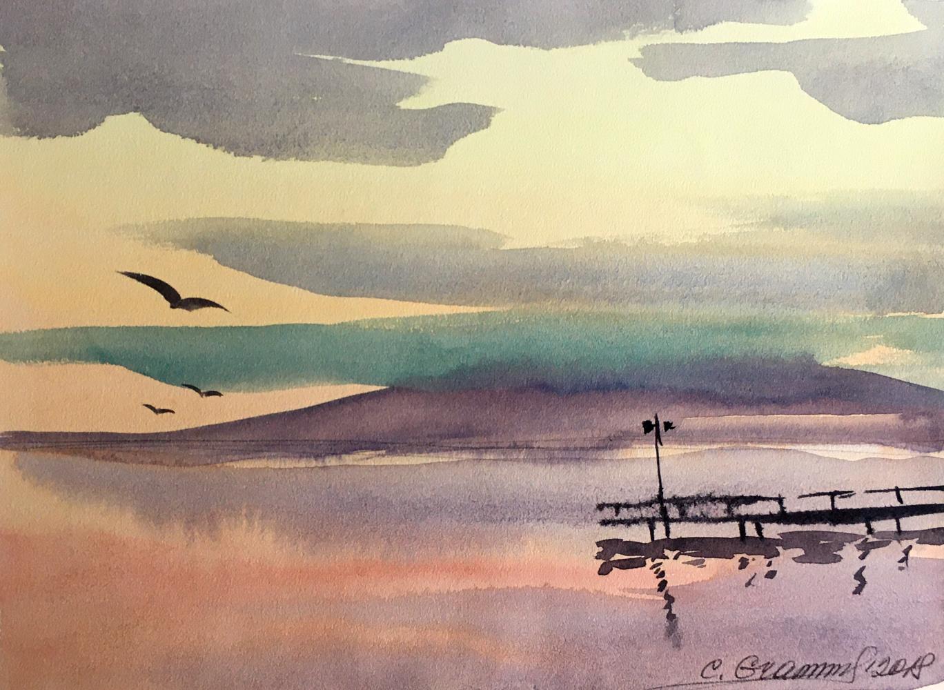 Watercolor painting Sunrise Svetlana Gramm