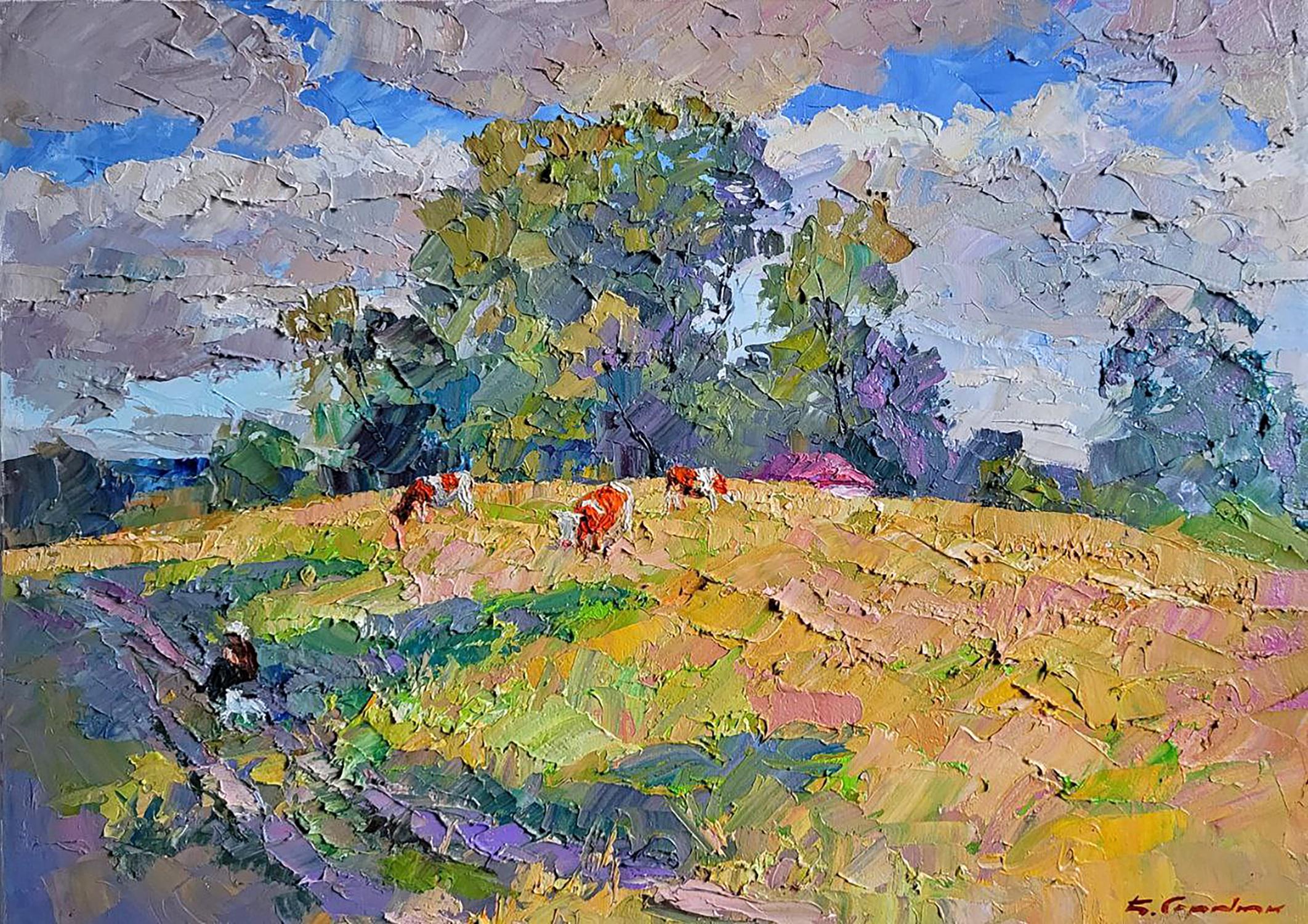 Oil painting Landscape with cows Serdyuk Boris Petrovich