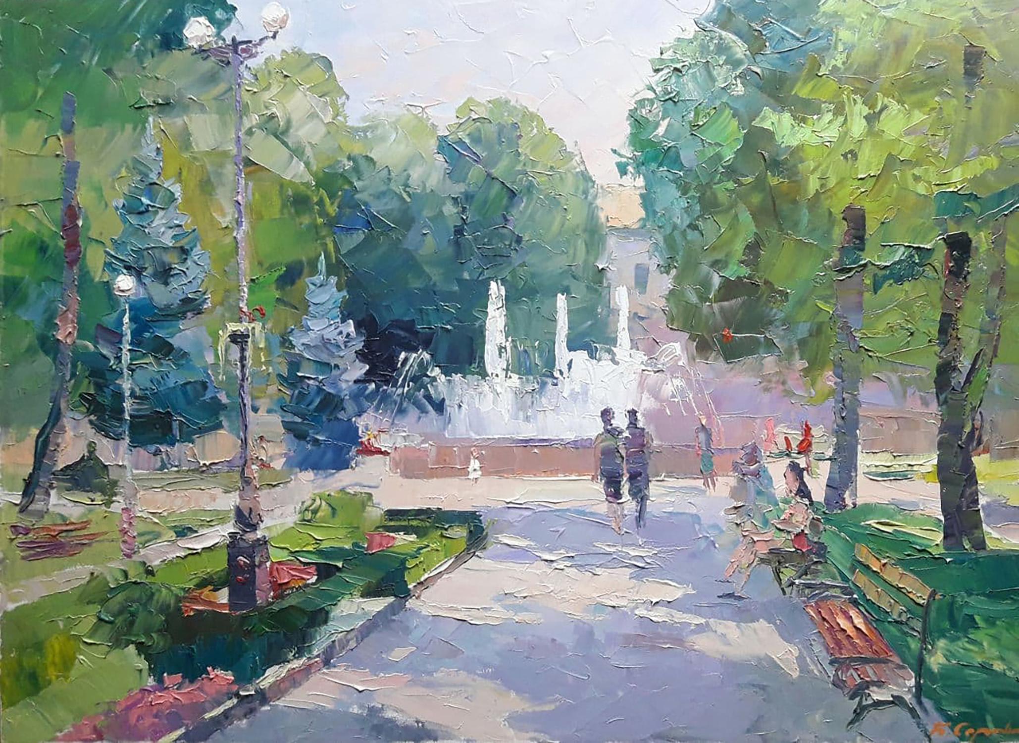 Oil painting City square Boris Serdyuk