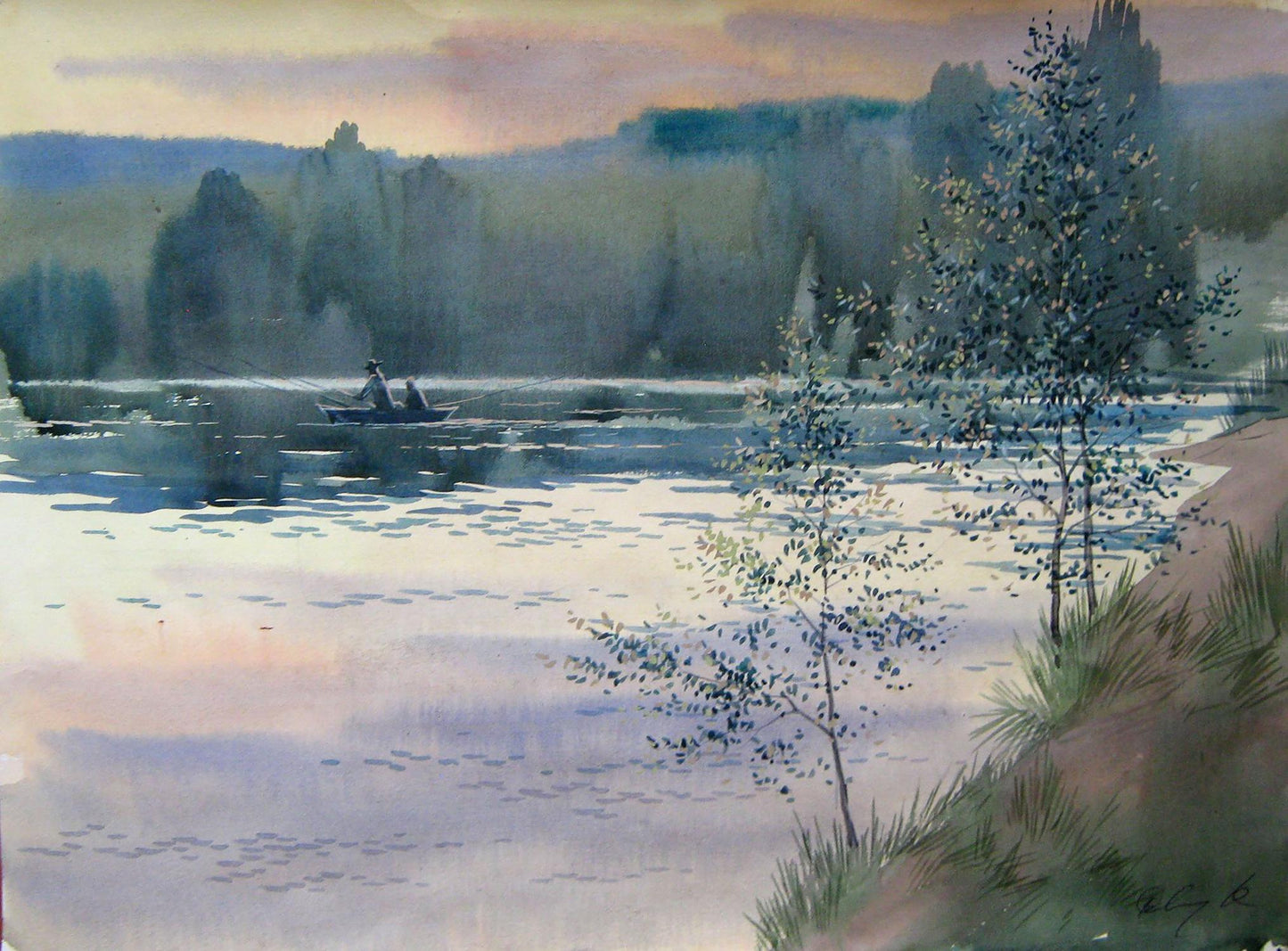 Watercolor painting The evening is quiet Savenets Valery
