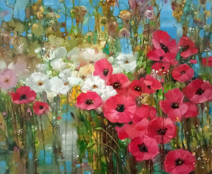 Abstract oil painting Poppies Anatoly Borisovich Tarabanov