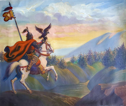 Oil painting Mongolian hunter Litvinov Daniil Olegovich