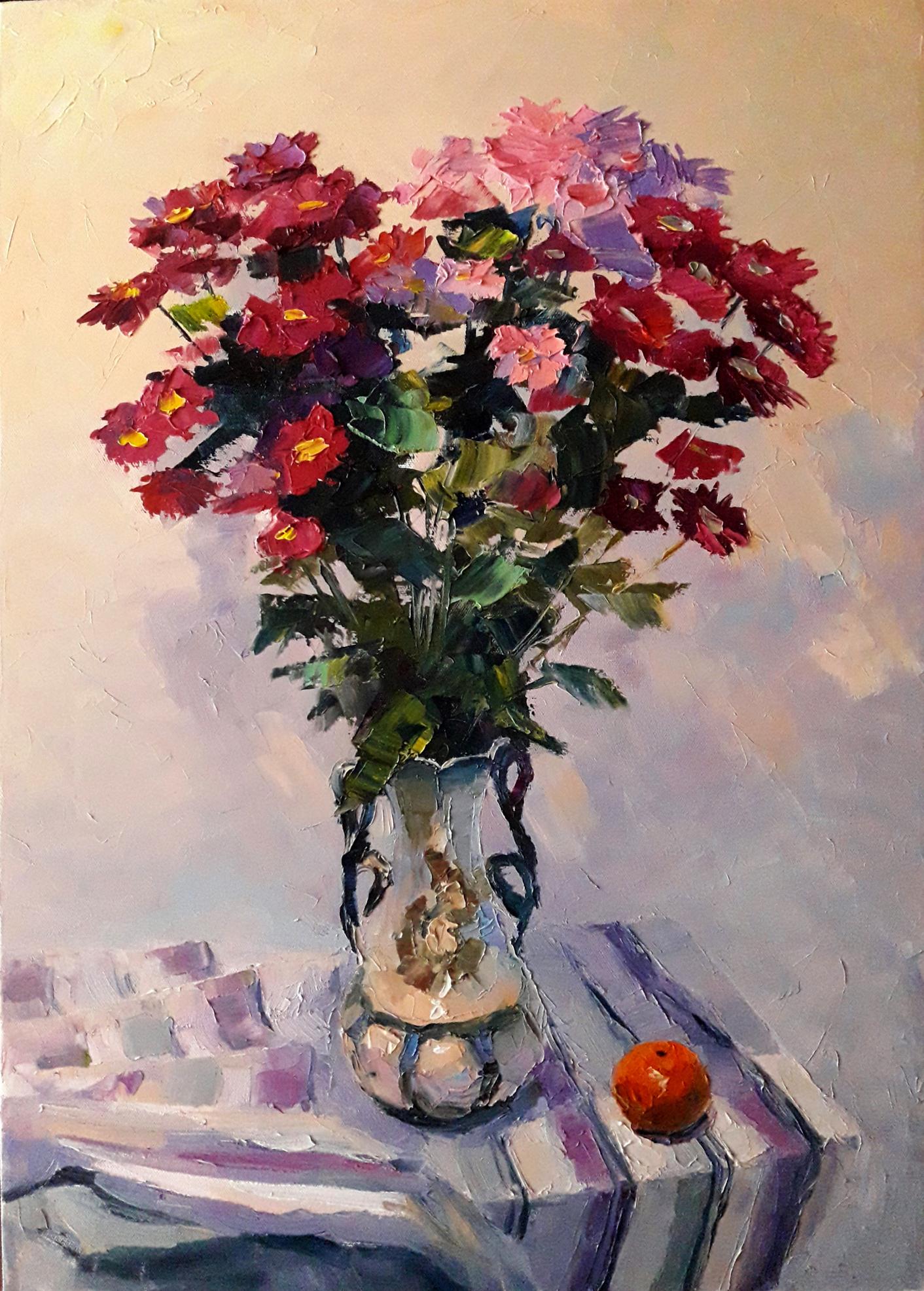 Oil painting Chrysanthemum bouquet Serdyuk Boris Petrovich