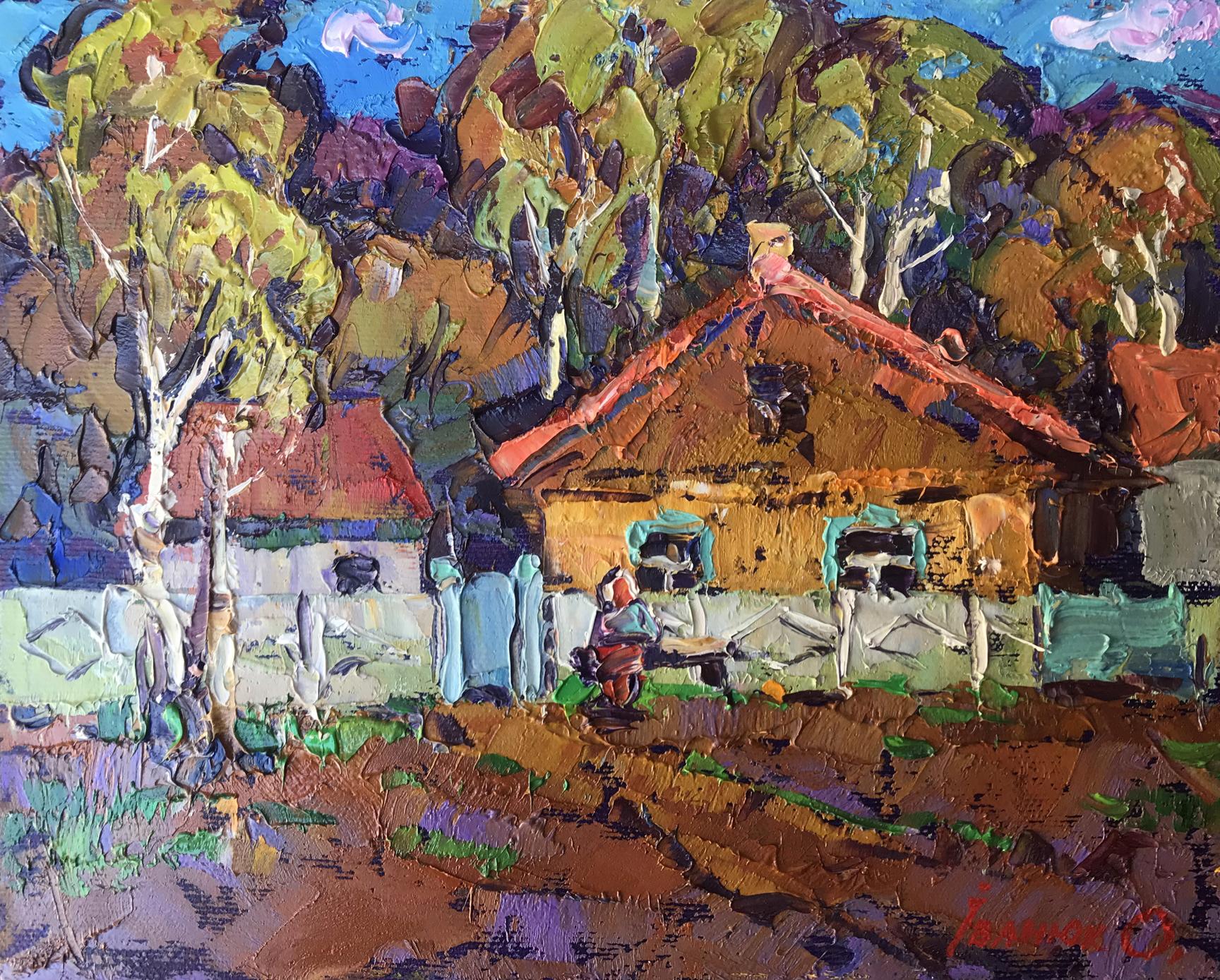 Oil painting Near the courtyard Ivanyuk Alex