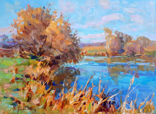 Oli painting By the pond Pereta Vyacheslav