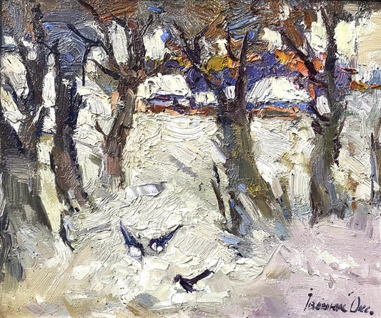 Oil painting Freezing day Ivanyuk Oksana