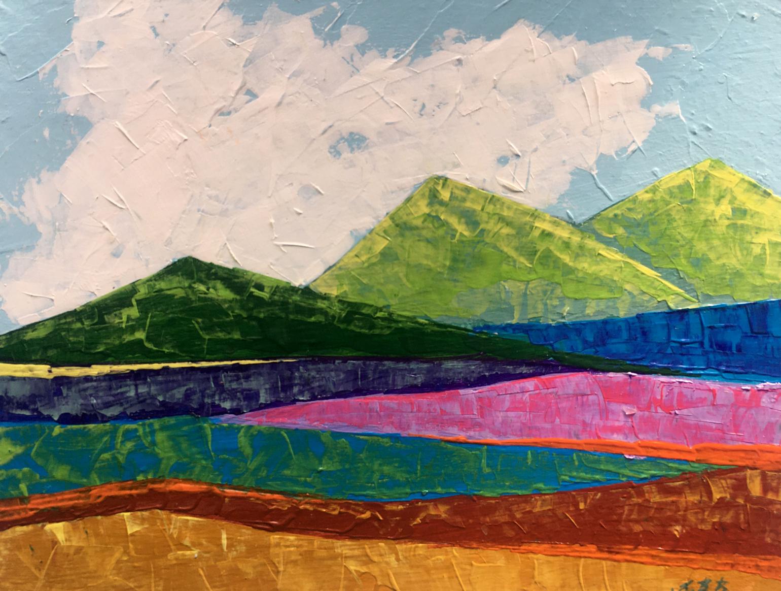 Oil painting Three mountains V. Zadorozhnya