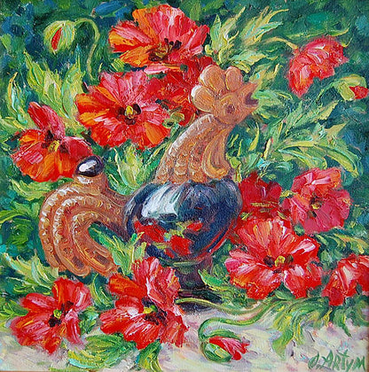 Oil painting Cockerel Artim Olga