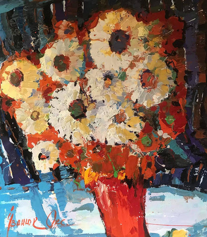 Oil painting Flowers on the table Ivanyuk Oksana