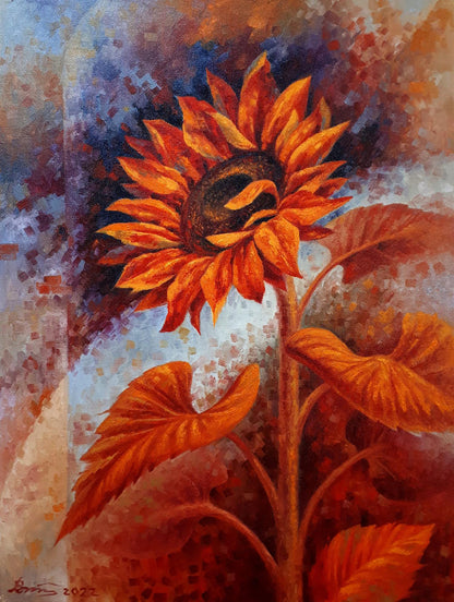 Oil painting Sunflowers in orange Sergey Voichenko