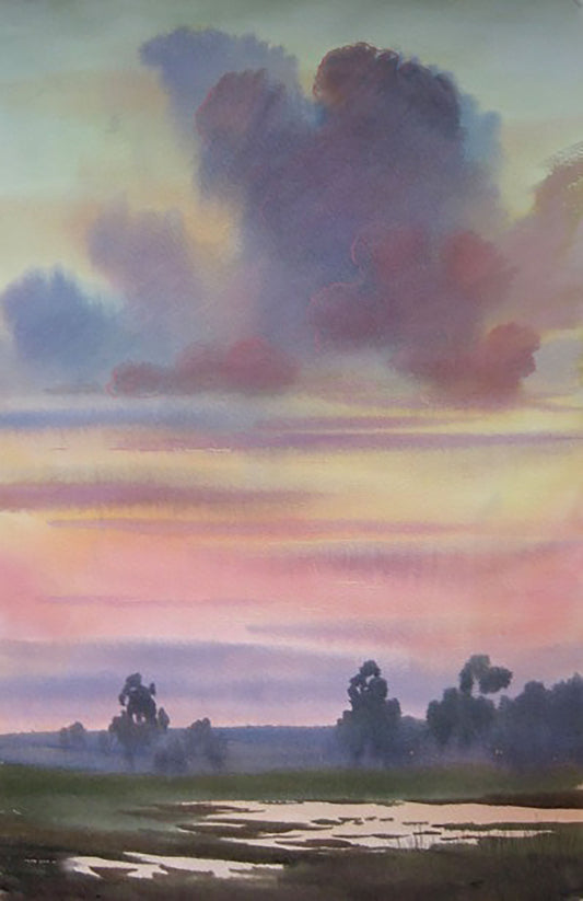 Watercolor painting The thunderstorm has passed Savenets Valery