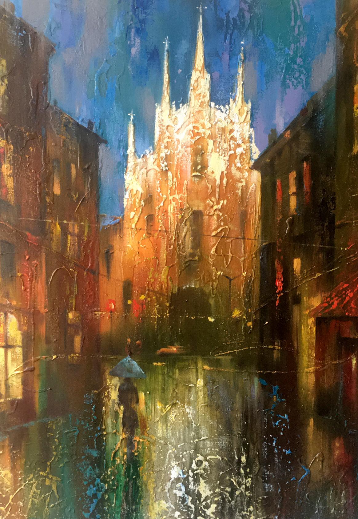Oil painting Night street Anatoly Borisovich Tarabanov