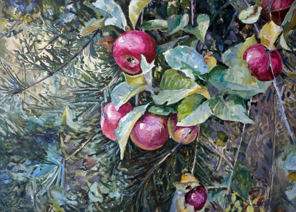 Oil painting September forest paradise apples Varvarov Anatoly Viktorovich