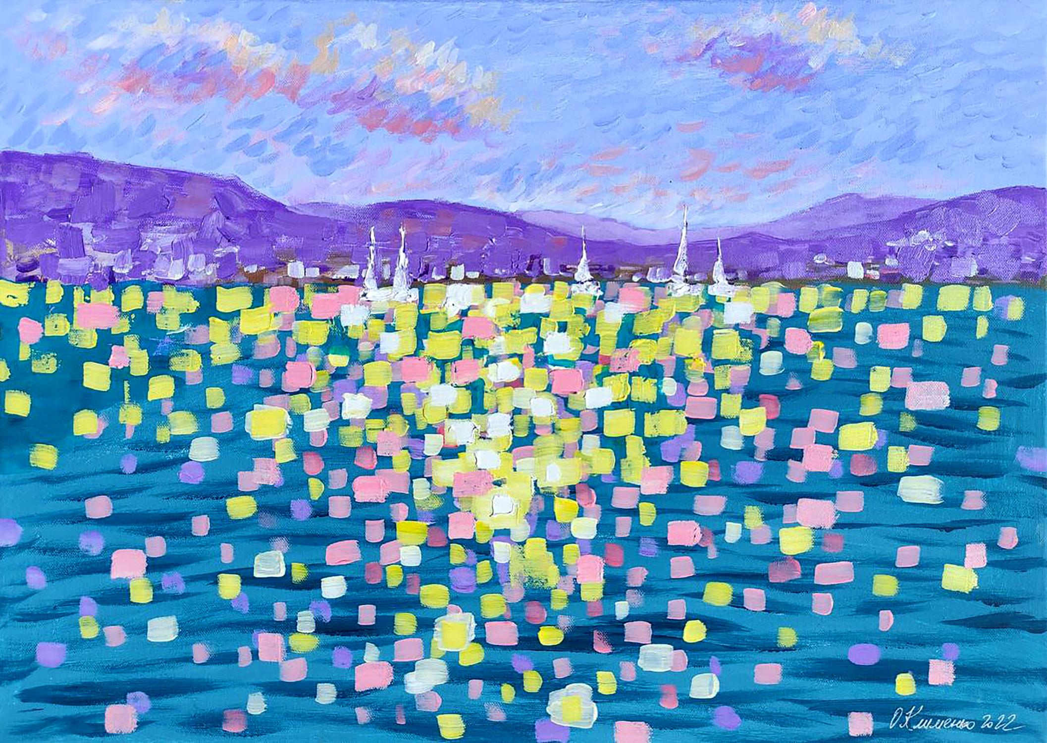 Acrylic painting Cote d'Azur Elena Klimenko