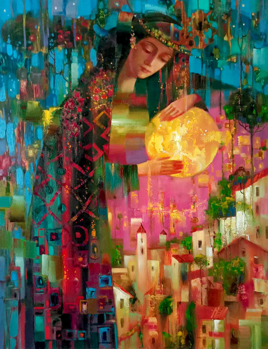 Abstract oil painting City of Sun Anatoly Borisovich Tarabanov