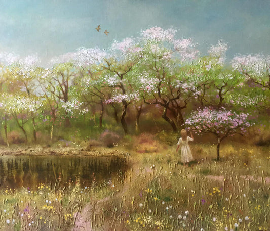 Oil painting Spring gardens Anatoly Borisovich Tarabanov