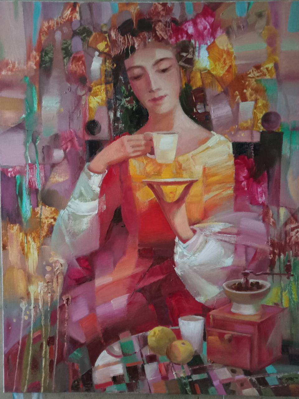 Oil painting a cup of coffee Anatoly Borisovich Tarabanov