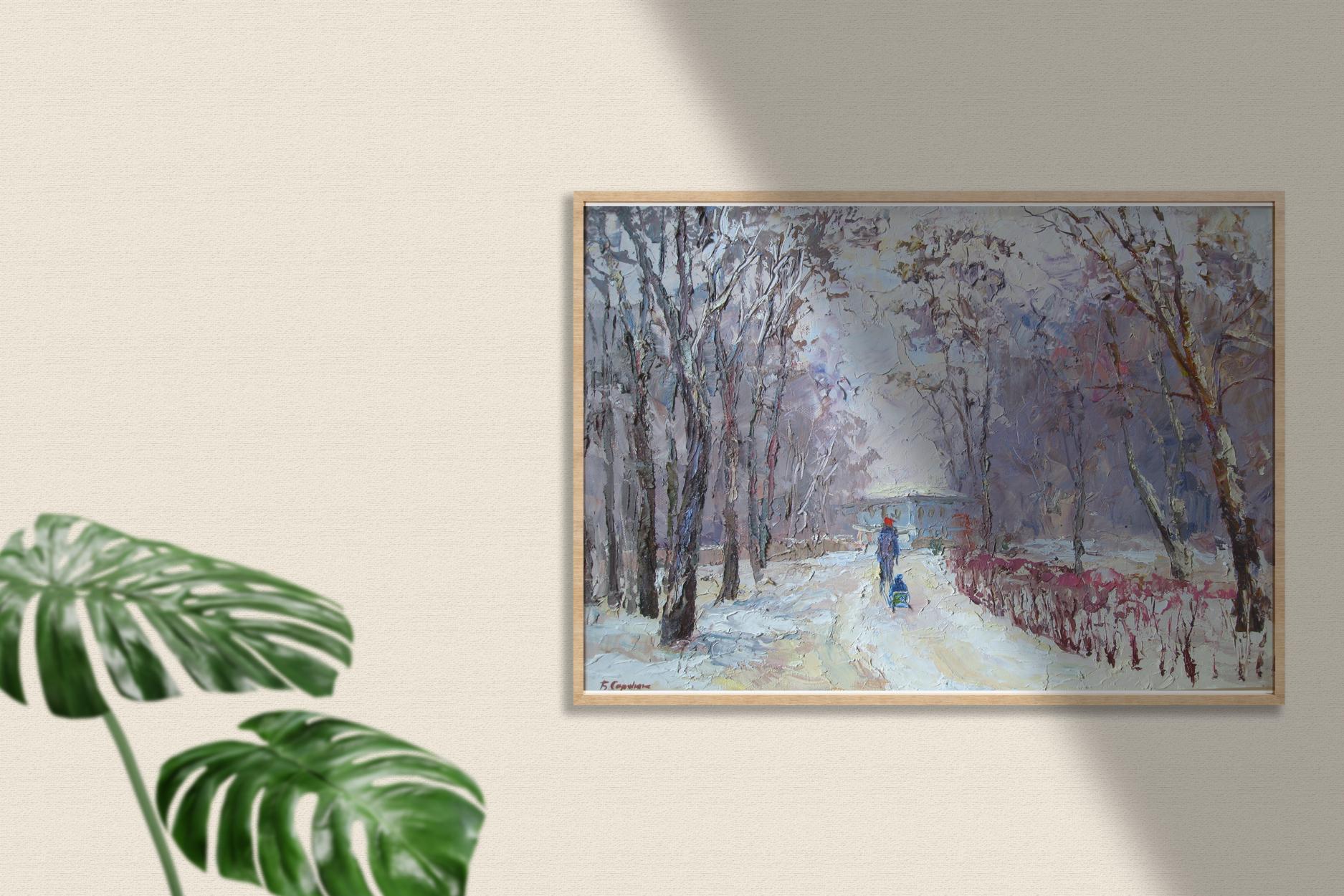 Winter Walk: an oil painting by Boris Petrovich Serdyuk