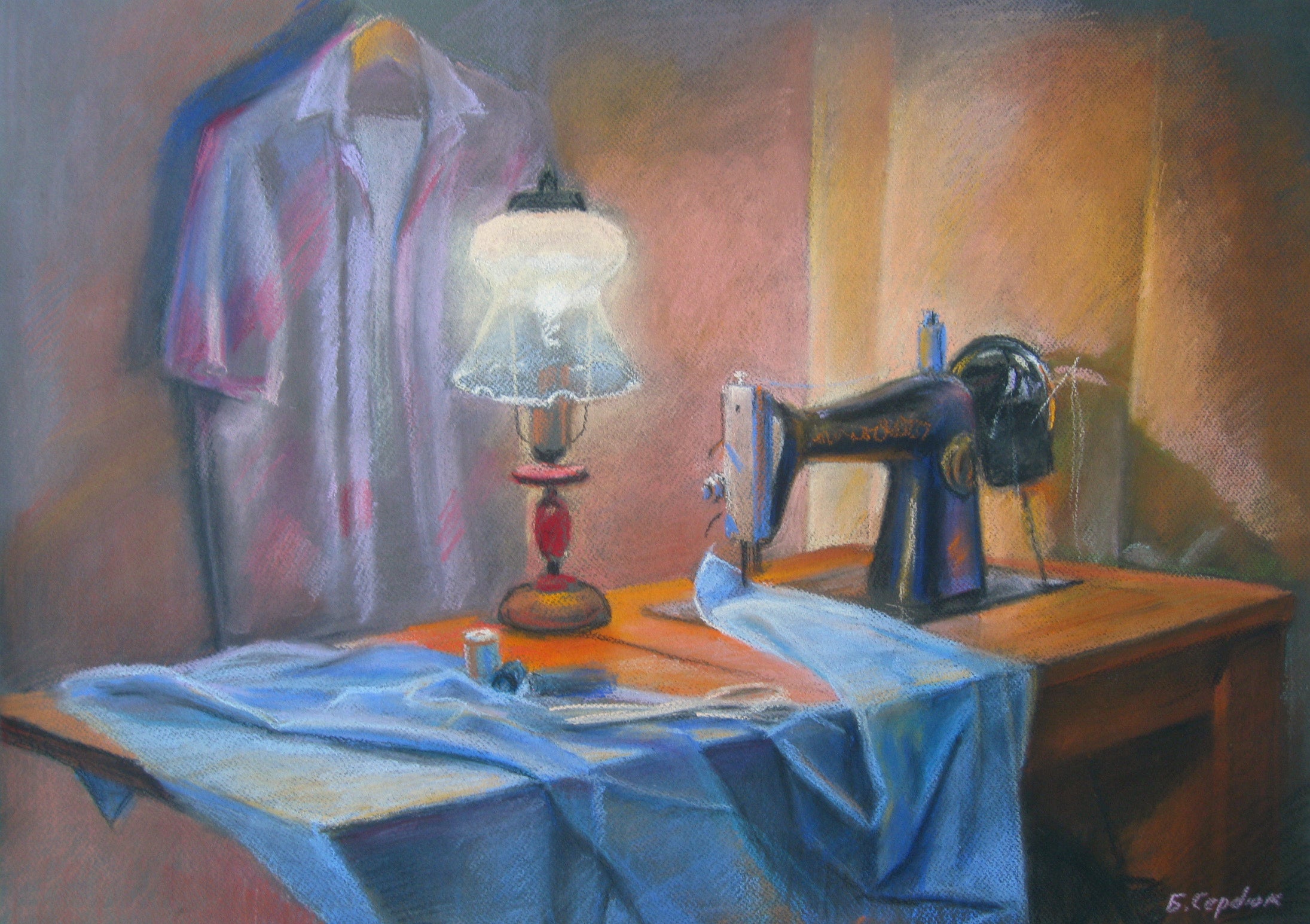 Pastel painting Seamstress corner Serdyuk Boris Petrovich