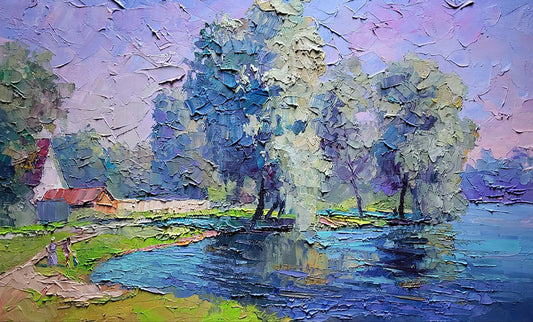 Oil painting Near the reservoir Serdyuk Boris Petrovich