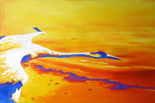 Oil painting Cranes fly Varvarov Anatoly Viktorovich