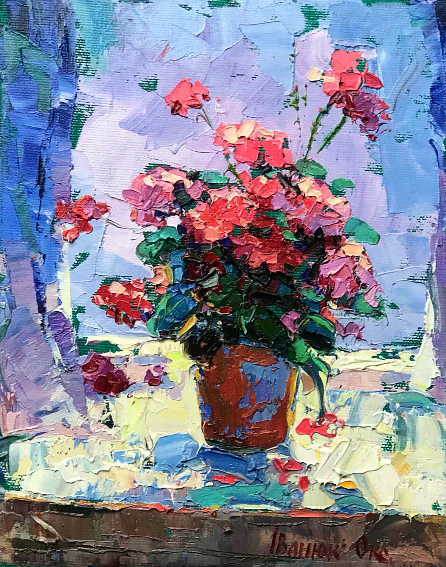 Oil painting Geranium Ivanyuk Oksana