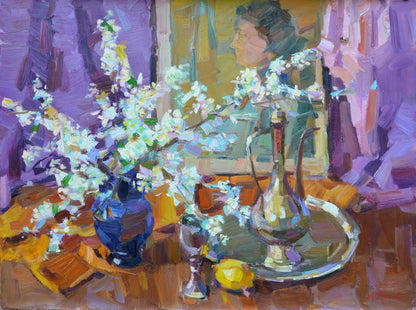 Oli painting Still life with twigs Pereta Vyacheslav