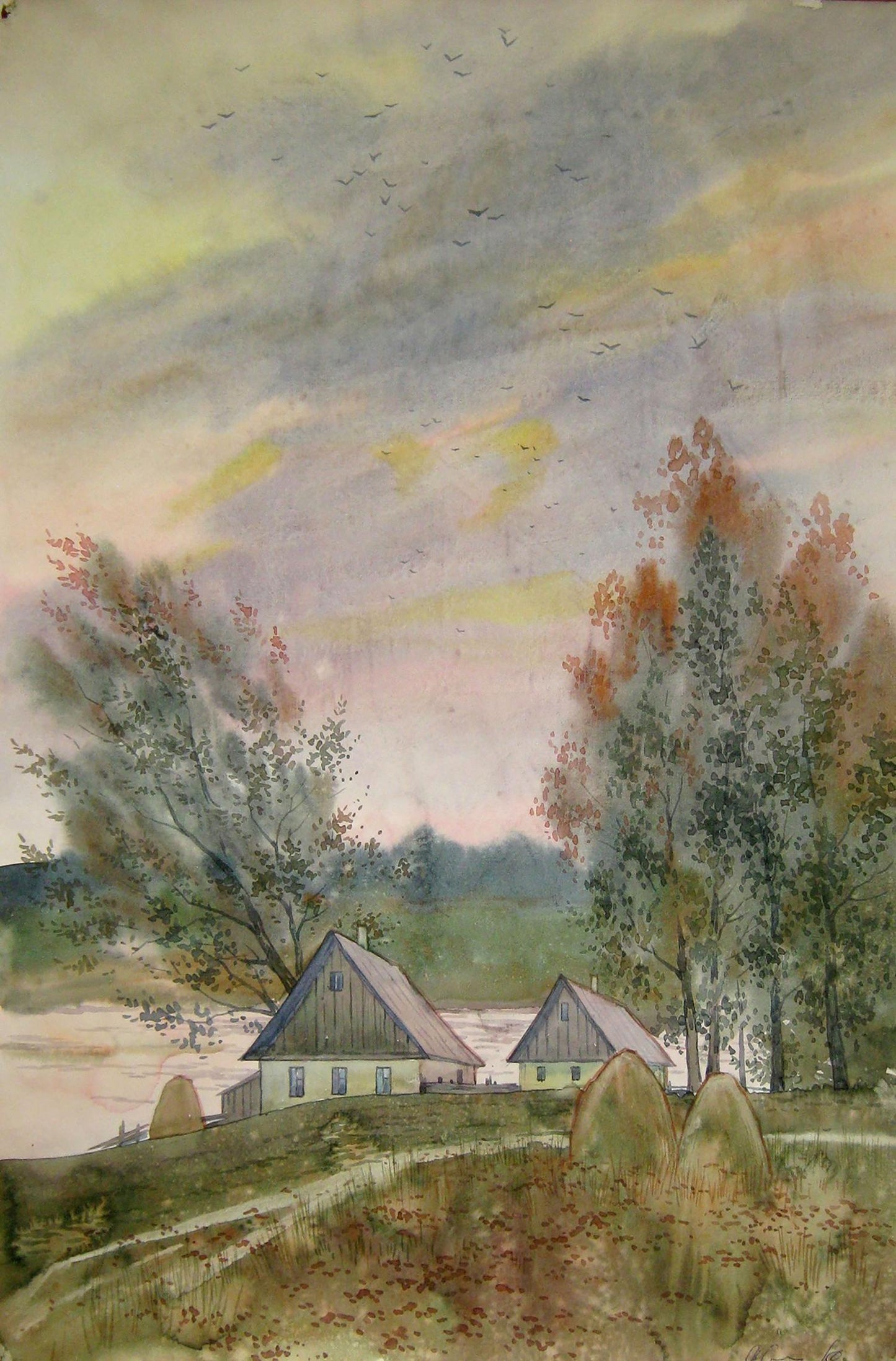 Watercolor painting Outskirts Savenets Valery