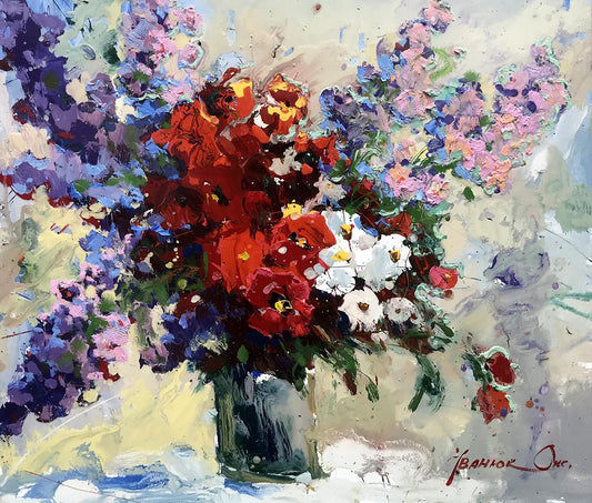Oil painting Morning flowers Ivanyuk Oksana