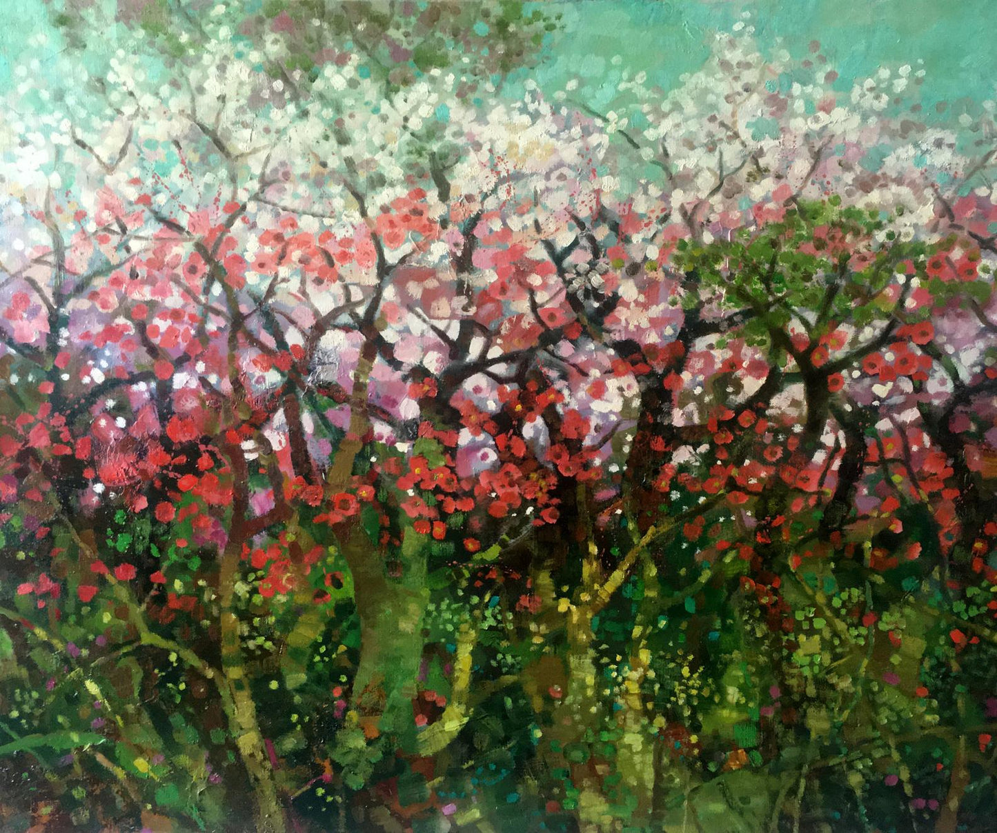 Abstract oil painting Blooming trees Anatoly Borisovich Tarabanov