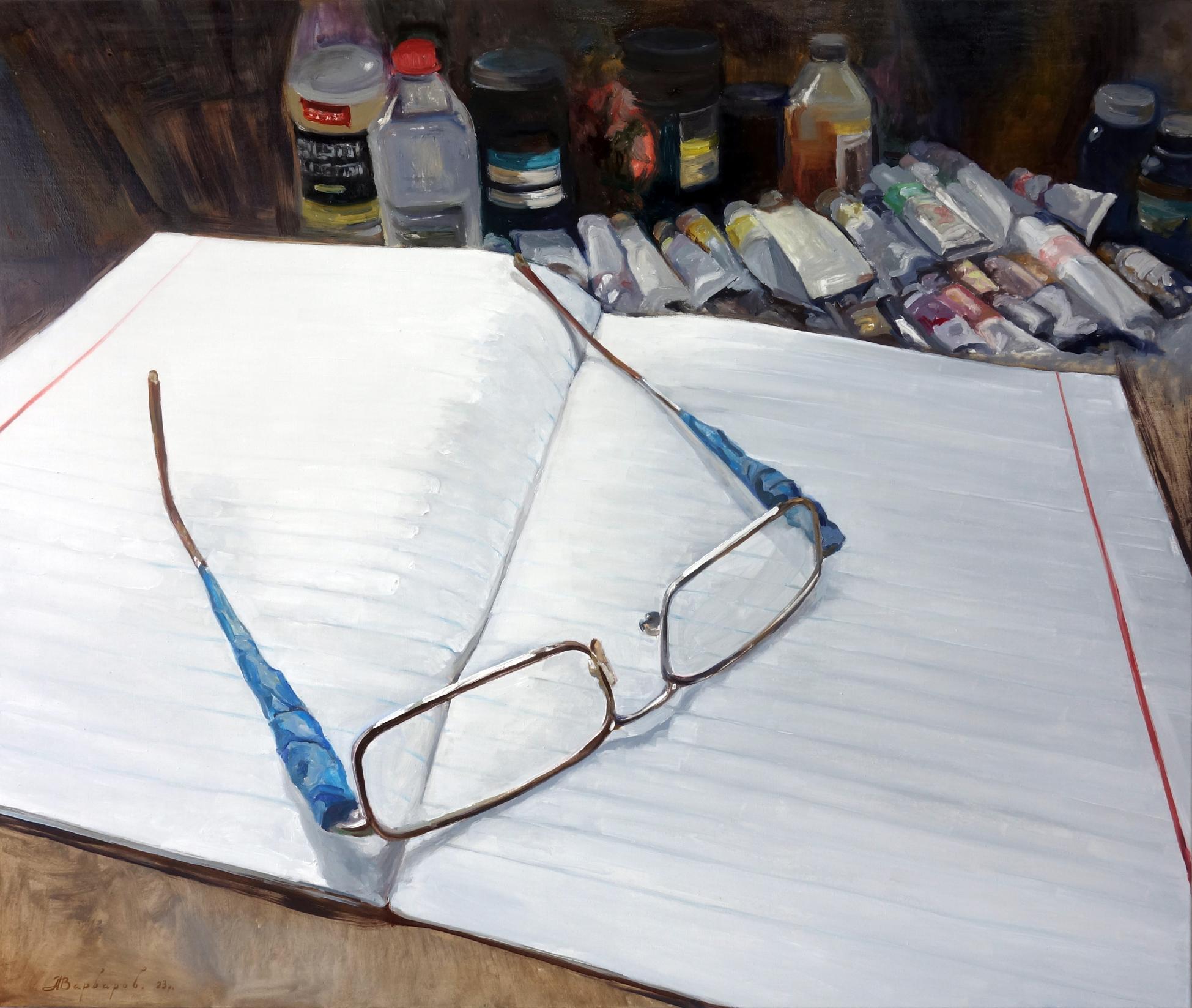 Oil painting Dad's glasses Varvarov Anatoly Viktorovich