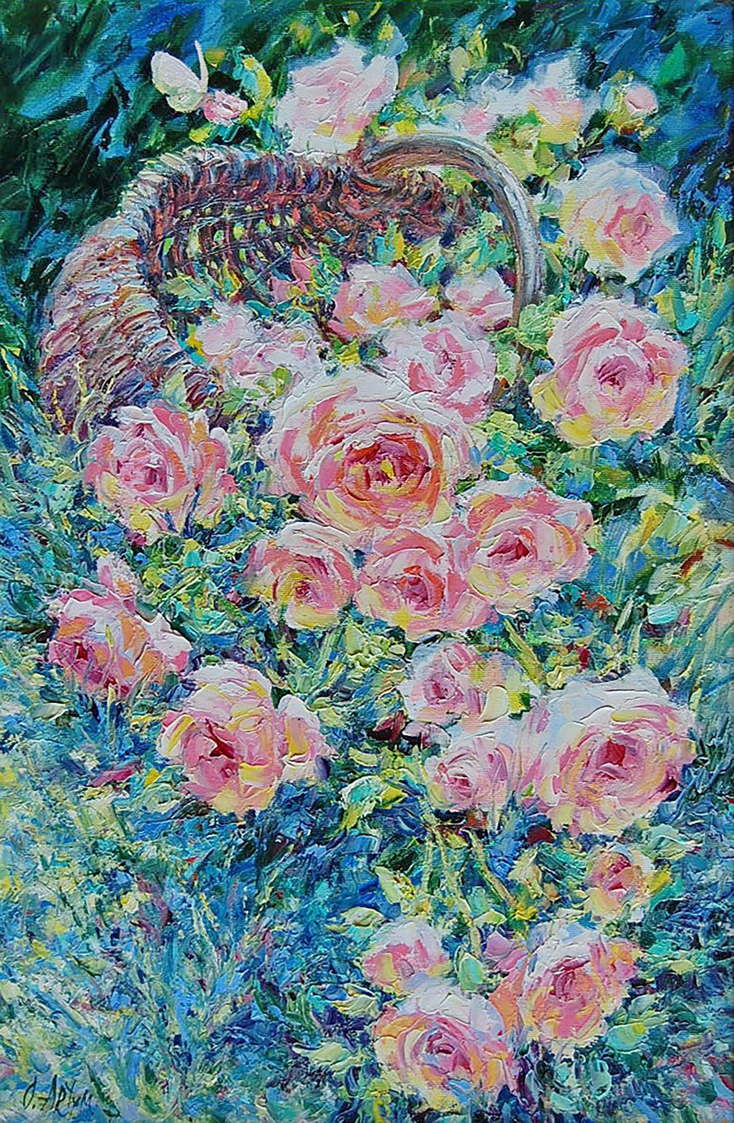 Oil painting Ah, the roses fell out of the basket Artim Olga