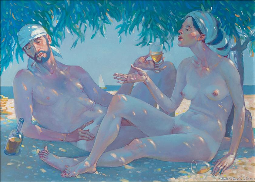 Contemporary Artwork for Sale Acrylic painting Marine Retreat Nicolay Butkovsky