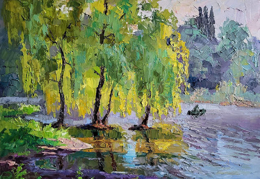 Oil painting Fishing on a boat Serdyuk Boris Petrovich
