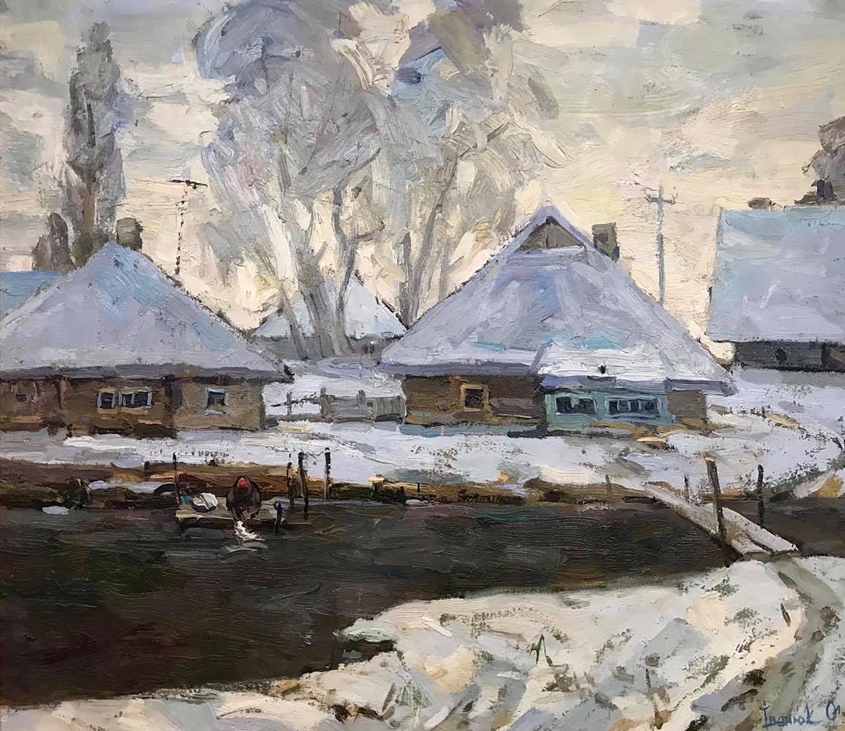 Oil painting Evening winter landscape Ivanyuk Alex