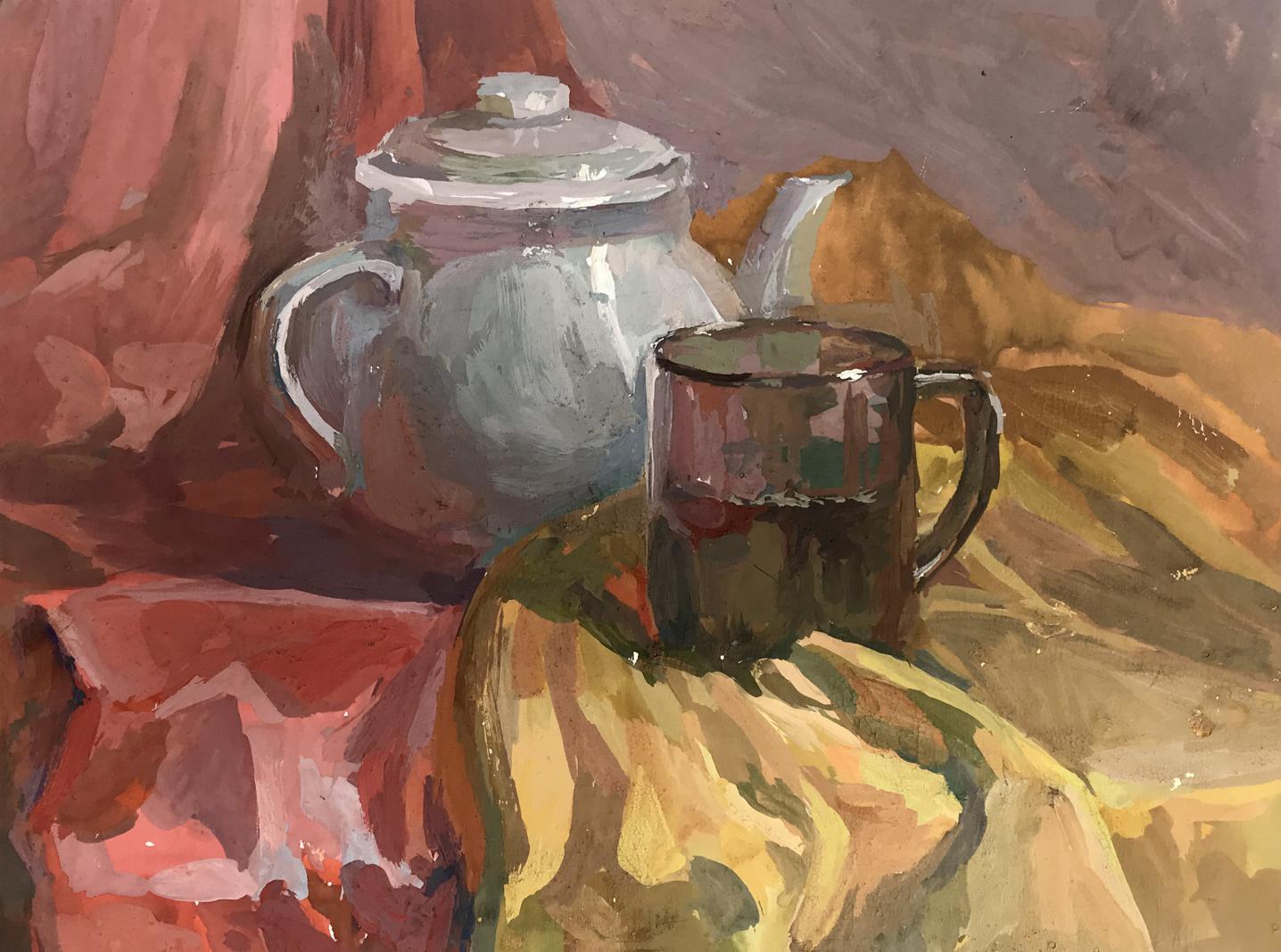 Gouache painting Brewed tea Unknown artist