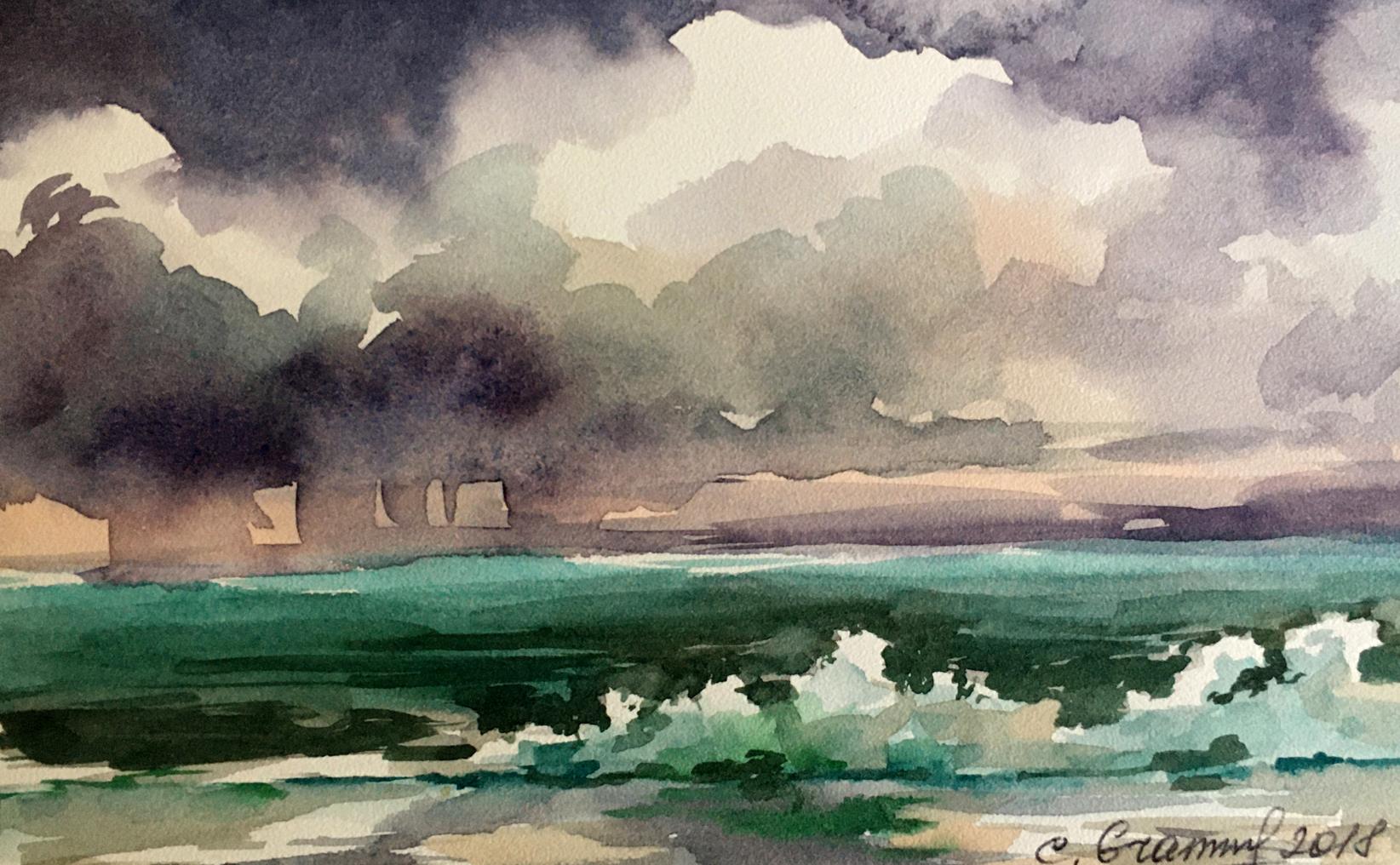 Watercolor painting Black Sea Svetlana Gramm