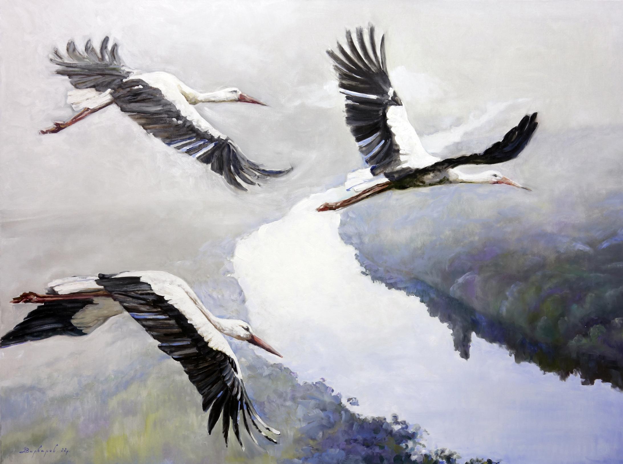 Oil painting A river flows Varvarov Anatoly Viktorovich