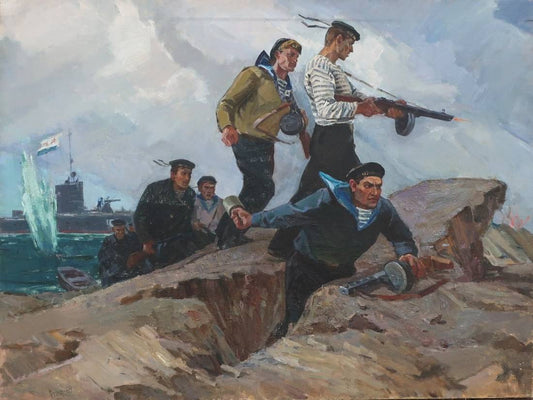 Oil painting Paratroopers. Black Sea Feller R.N.