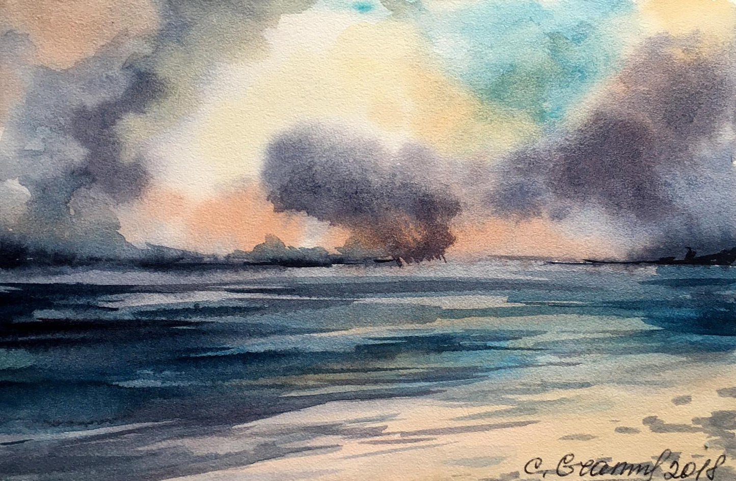 Watercolor painting Storm in the Black Sea Svetlana Gramm