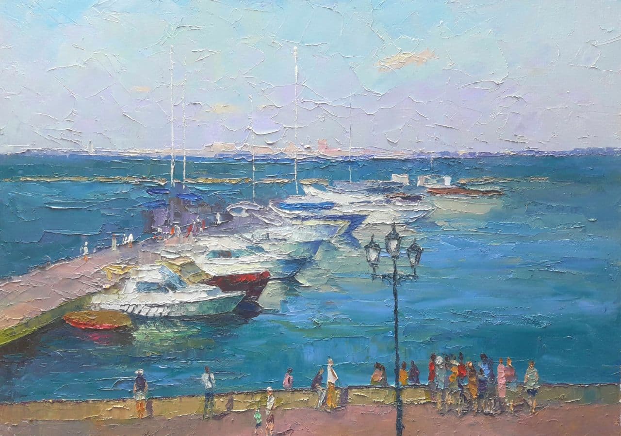 Oil painting Odessa Yachts Serdyuk Boris Petrovich