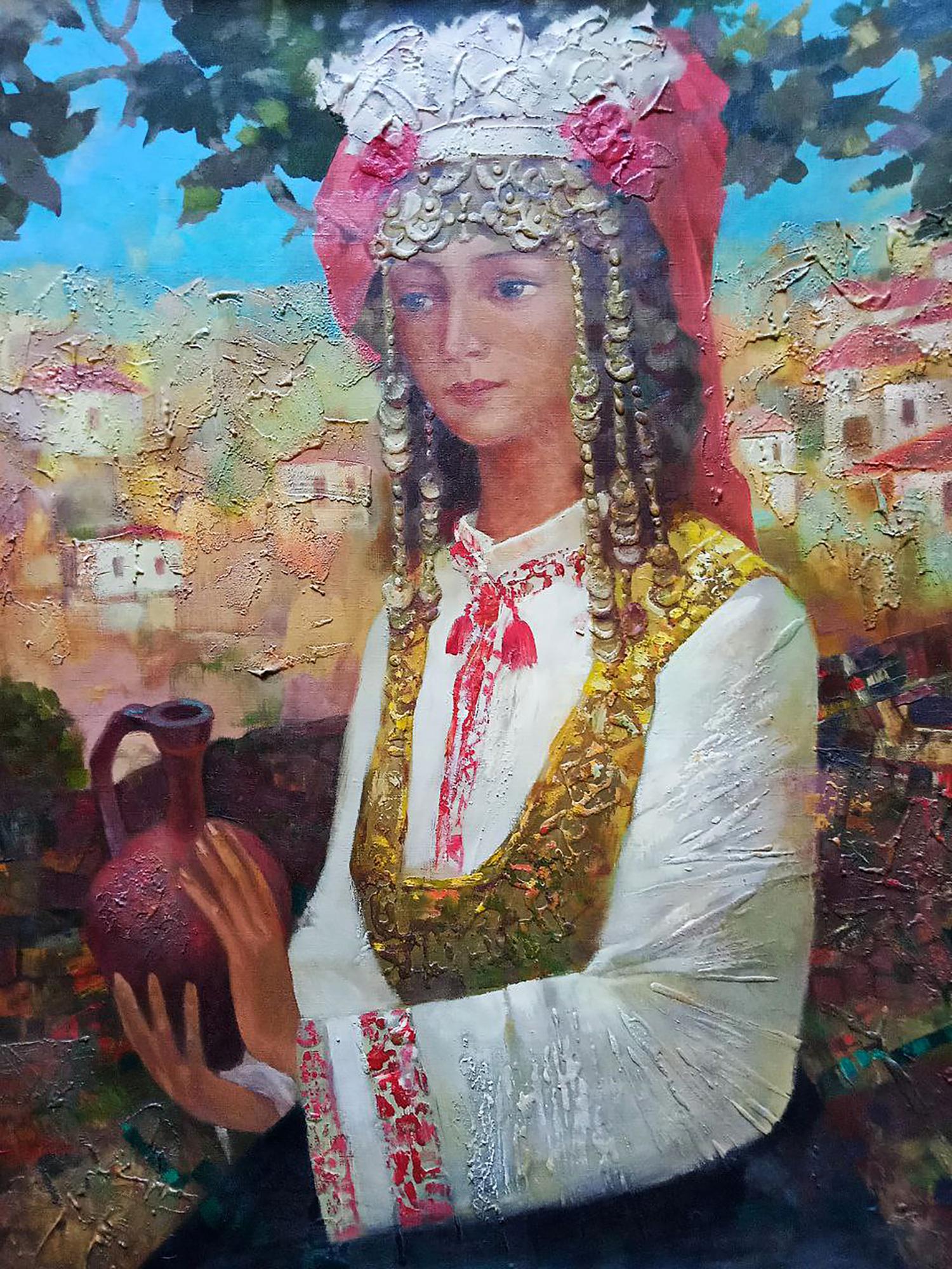 Abstract oil painting Bulgarian girl Anatoly Borisovich Tarabanov