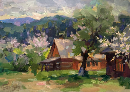 Oil painting Carpathian spring Batrakov Vladimir Grigorievich