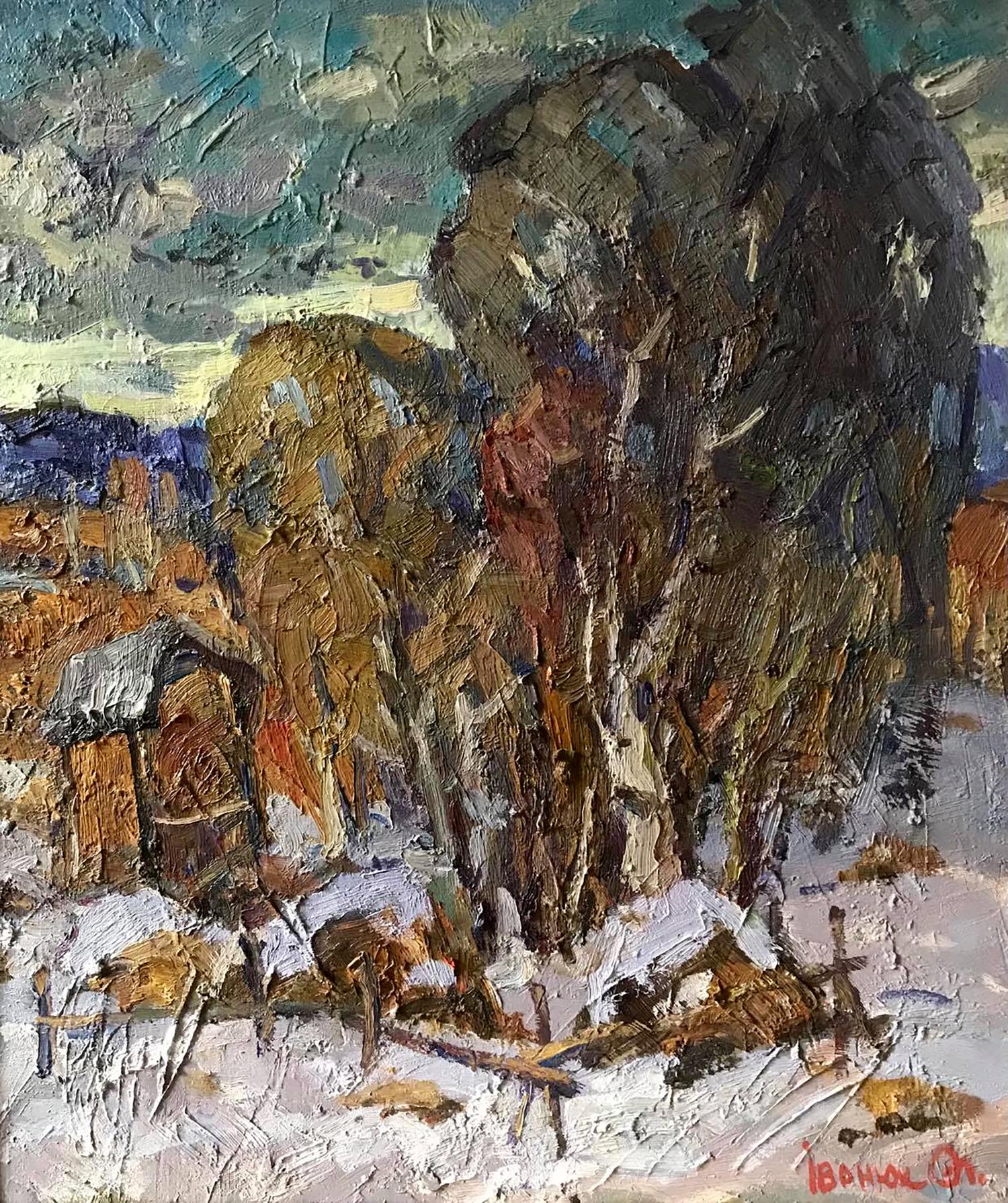 Oil painting The first snow fell Ivanyuk Alex