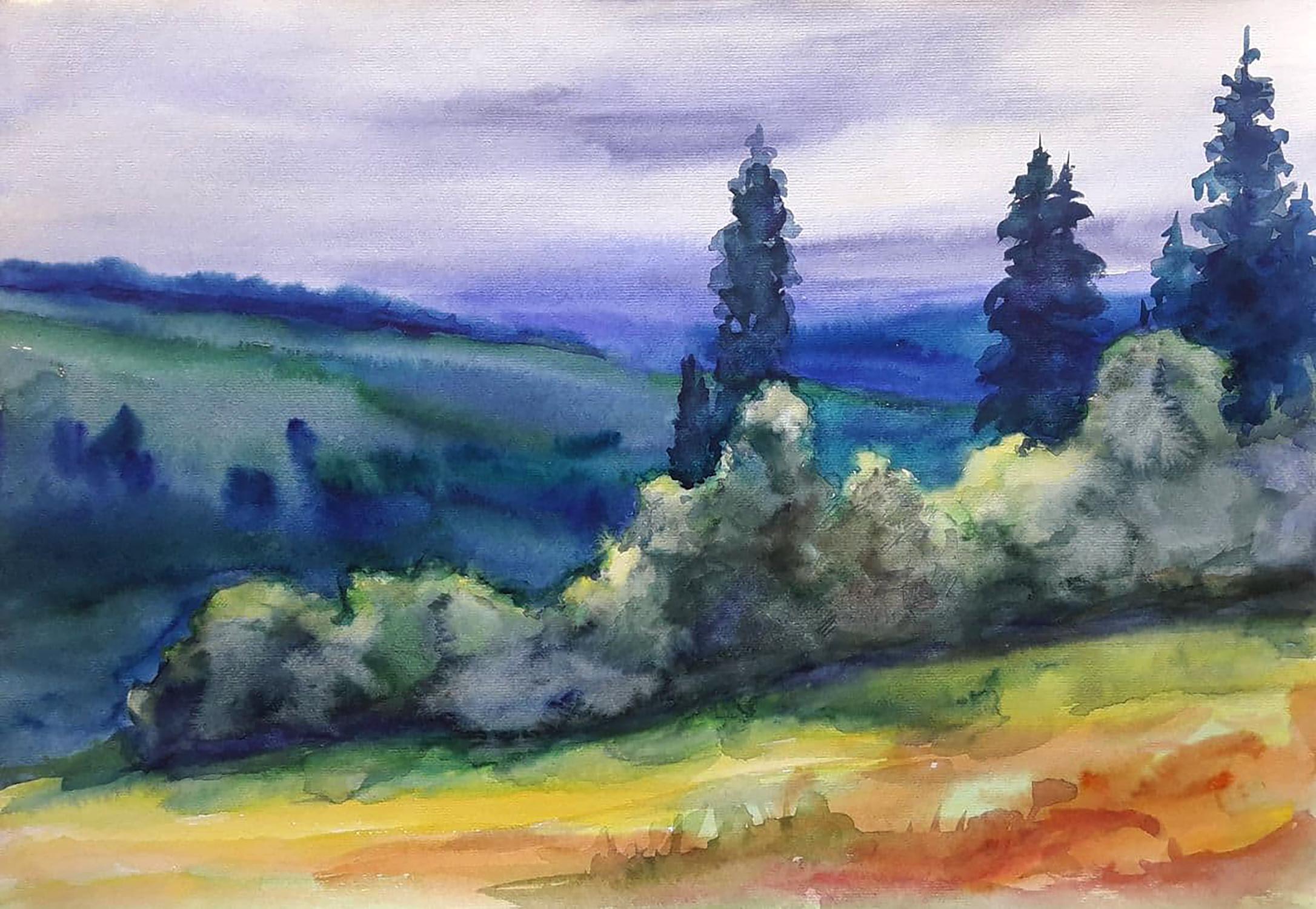 Watercolor painting Carpathian spaces Serdyuk Boris Petrovich