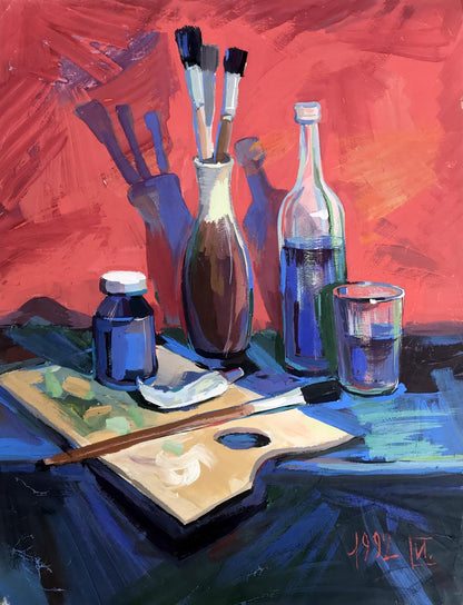 Acrylic painting Artist's table Solodovnikov I. В.